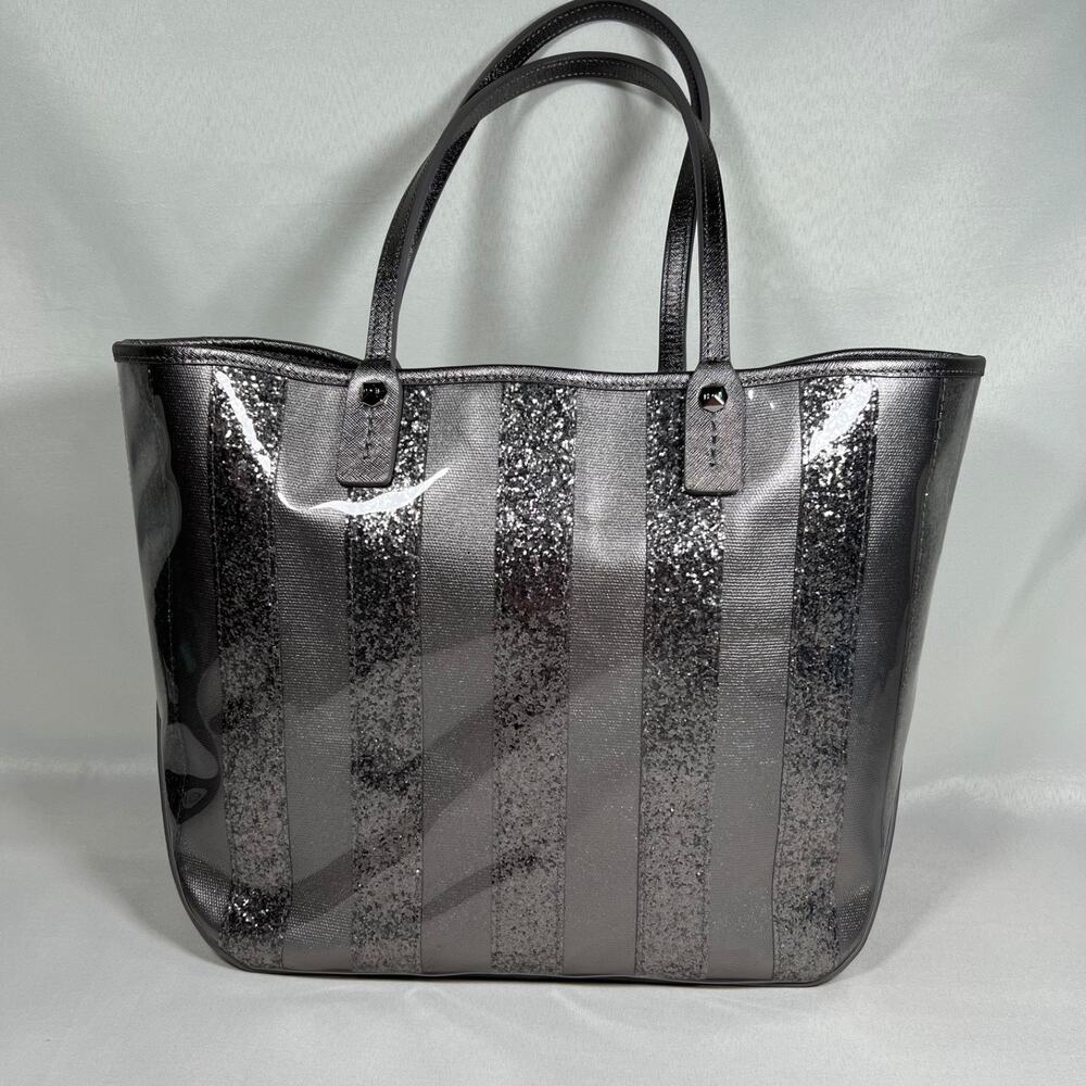Henri Bendel Silver Luxury Sparkle/Glitter Designer Tote Bag